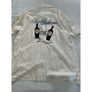 Tommy Bahama Button Shirt‎ Mens Beige Cream Medium 100% Silk Port Authority